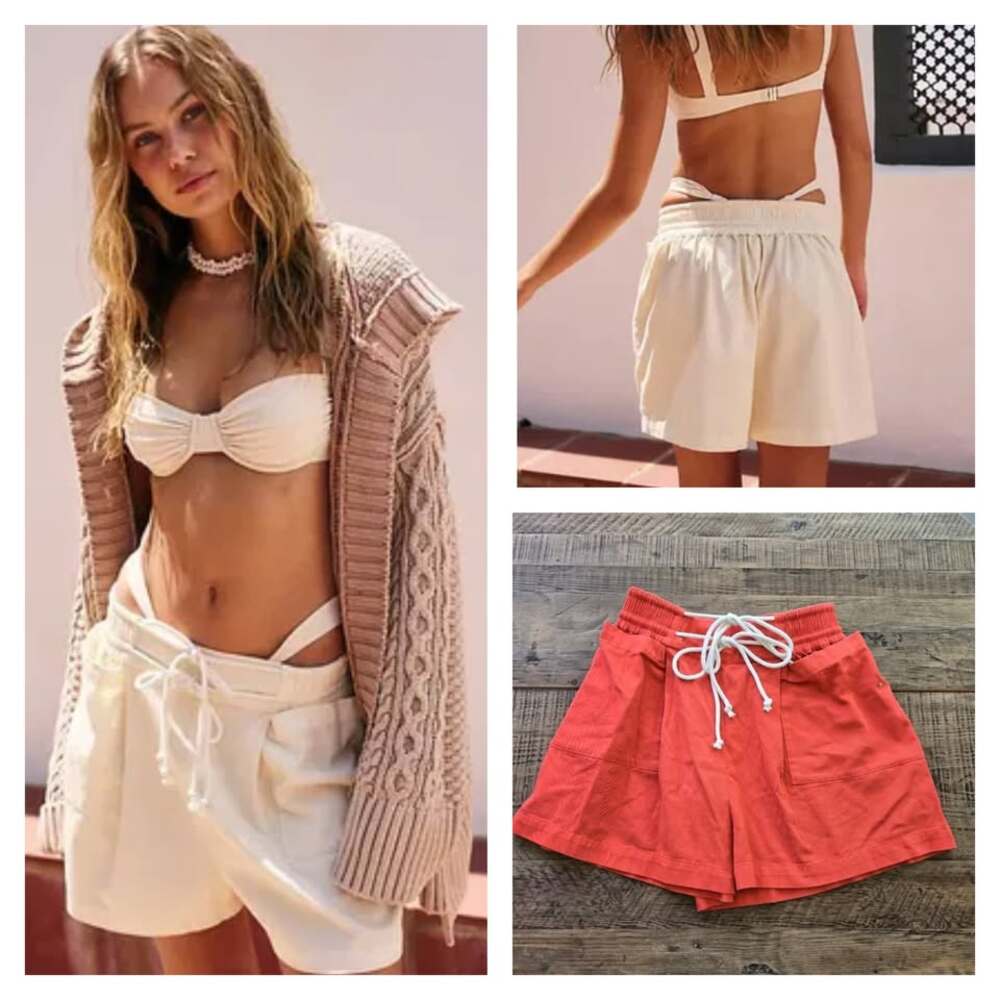 Free People Flores Orange Drawstring Shorts‎ Size XS NWOT